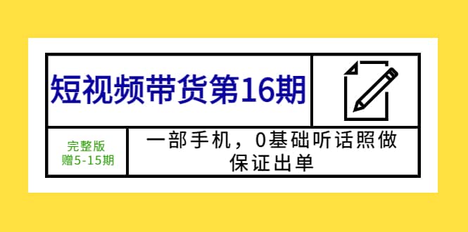 短视频带货第16期：一部手机，0基础听话照做，可出单