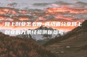 网上创业怎么做