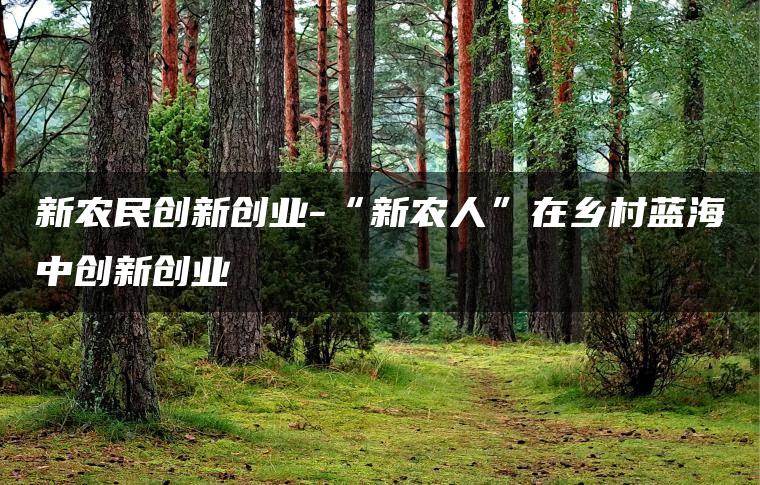新农民创新创业-“新农人”在乡村蓝海中创新创业