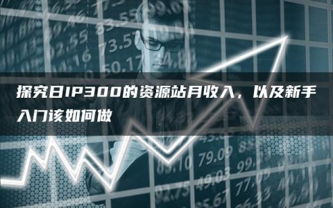 探究日IP300的资源站月收入，以及新手入门该如何做