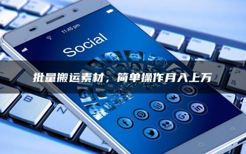 批量搬运素材，简单操作月入上万