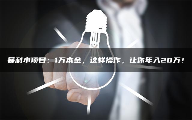 暴利小项目：1万本金，这样操作，让你年入20万！