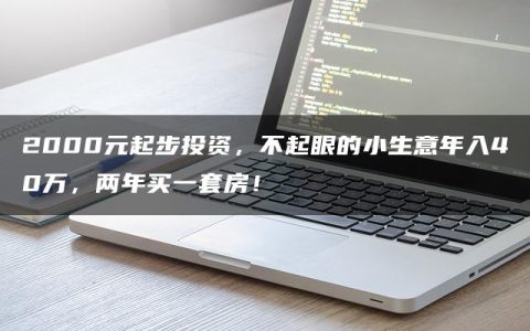 2000元起步投资，不起眼的小生意年入40万，两年买一套房！
