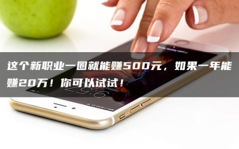 这个新职业一圈就能赚500元，如果一年能赚20万！你可以试试！