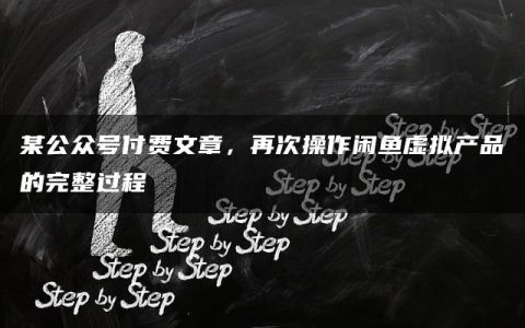 某公众号付费文章，再次操作闲鱼虚拟产品的完整过程