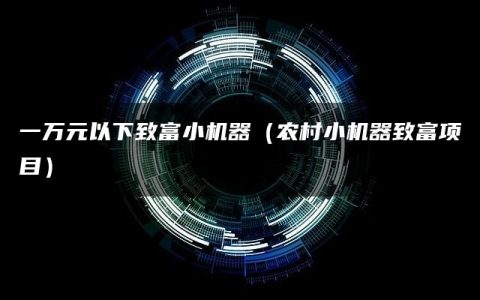 一万元以下致富小机器（农村小机器致富项目）