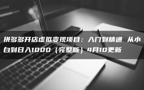 拼多多开店虚拟变现项目：入门到精通 从小白到日入1000（完整版）4月10更新