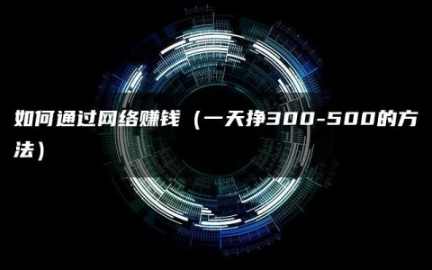 如何通过网络赚钱（一天挣300-500的方法）